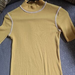 Zara Yelllow Ribbed Knit Top